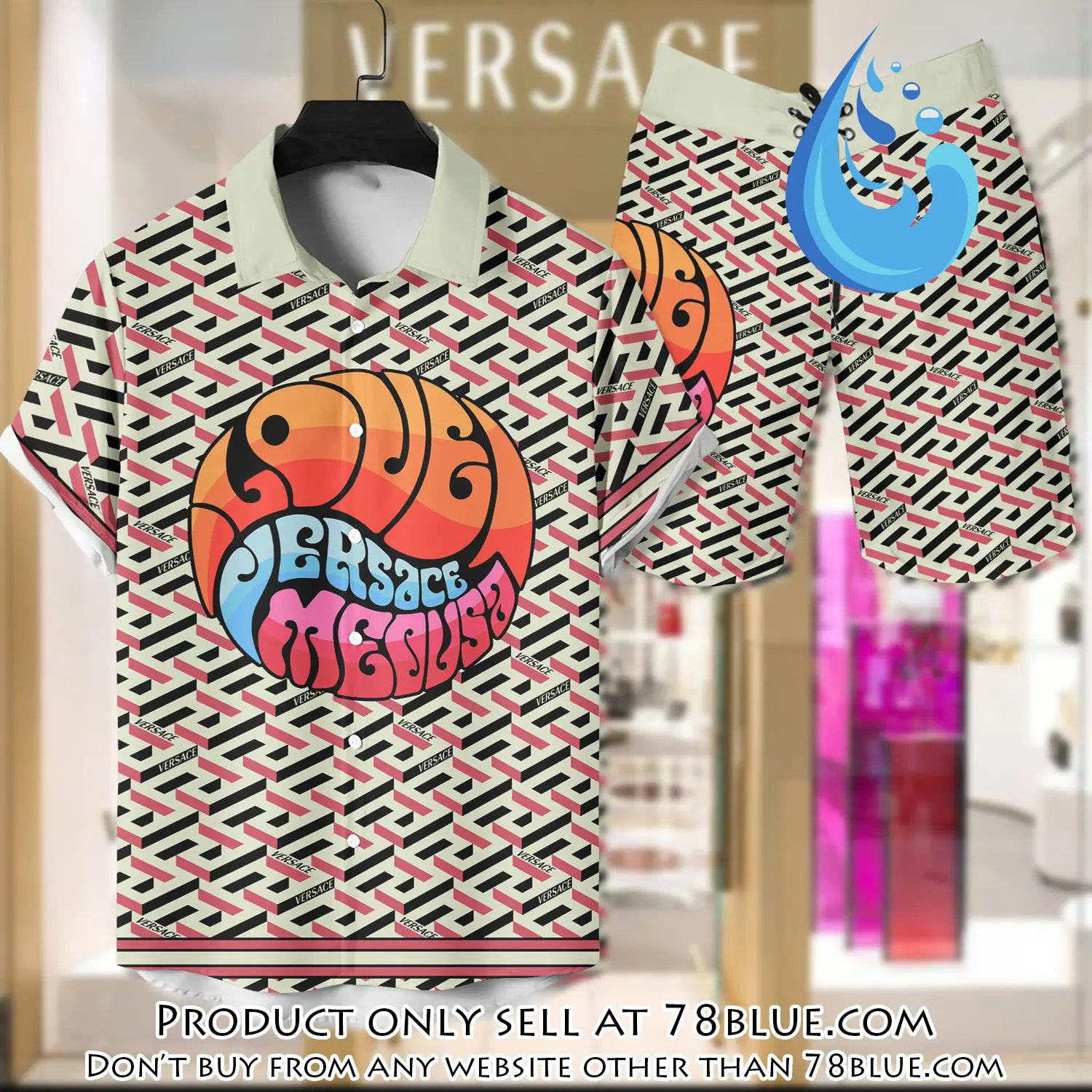 Versace luxury hawaiian shirt & short set lhs1208 78b5920212